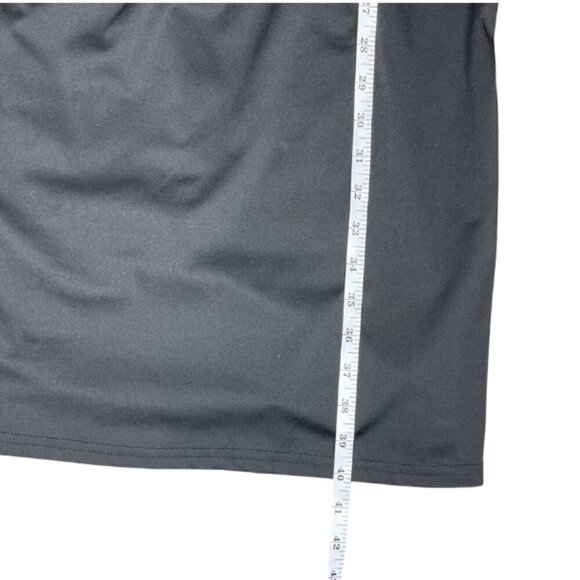 Black Pleated Accent Button Long Sleeve Fauz Wrap Collared Zip Up Dress - Picture 4 of 9